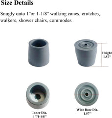 1 1/8" Heavy Duty Rubber Walker Tips (For Walkers & Shower Chairs)