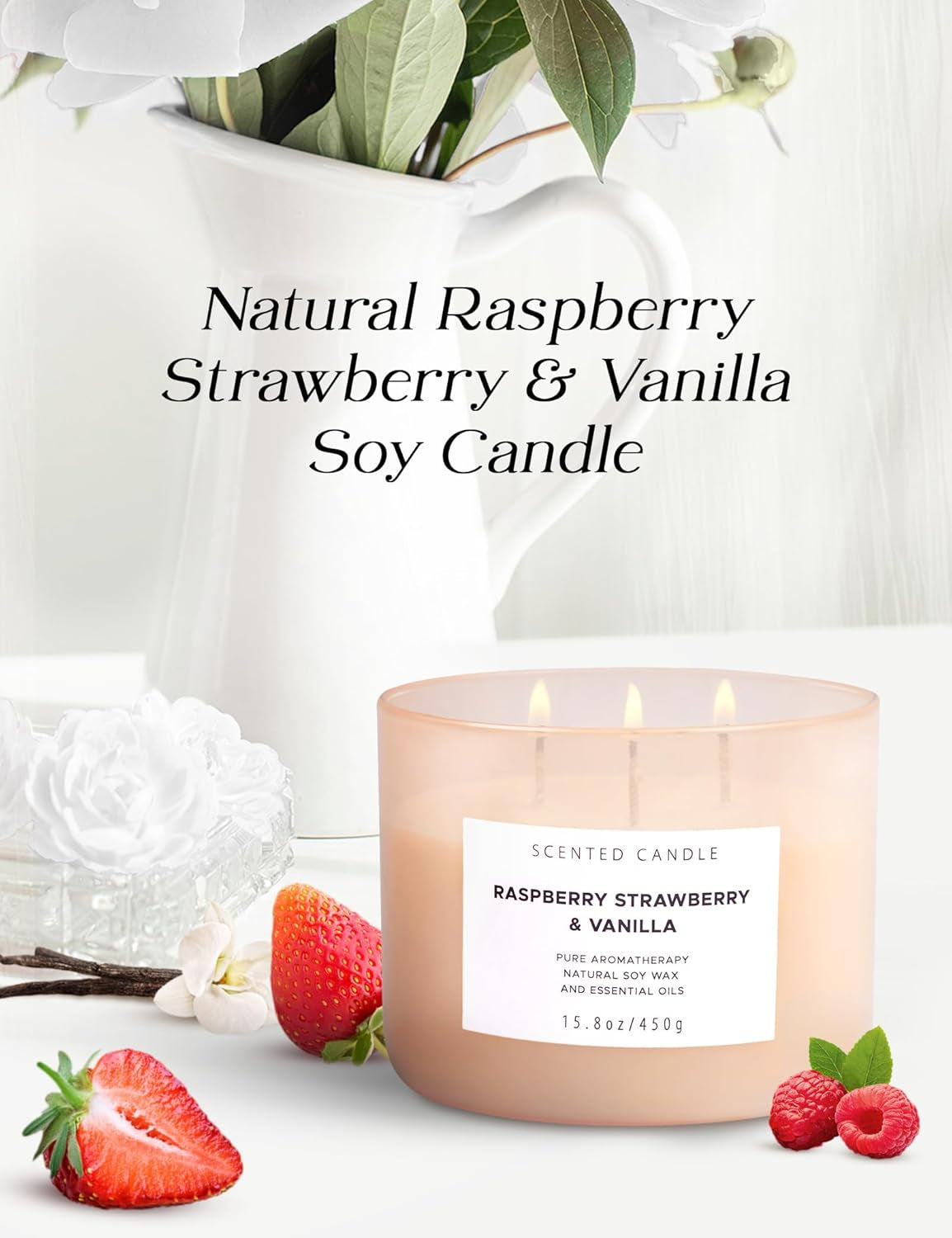 Raspberry Strawberry Vanilla Candle � 3-Wick, 15.8 Oz