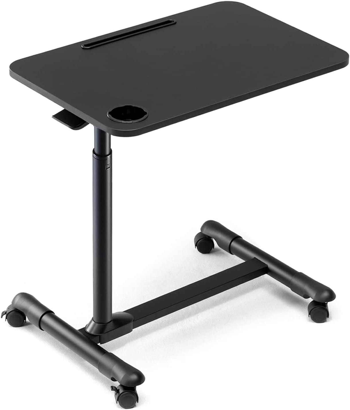 Overbed Table with Wheels, Rolling Tray Table, Hospital Bed Table, Adjustable Overbed Bedside Rolling Laptop Table (Black)