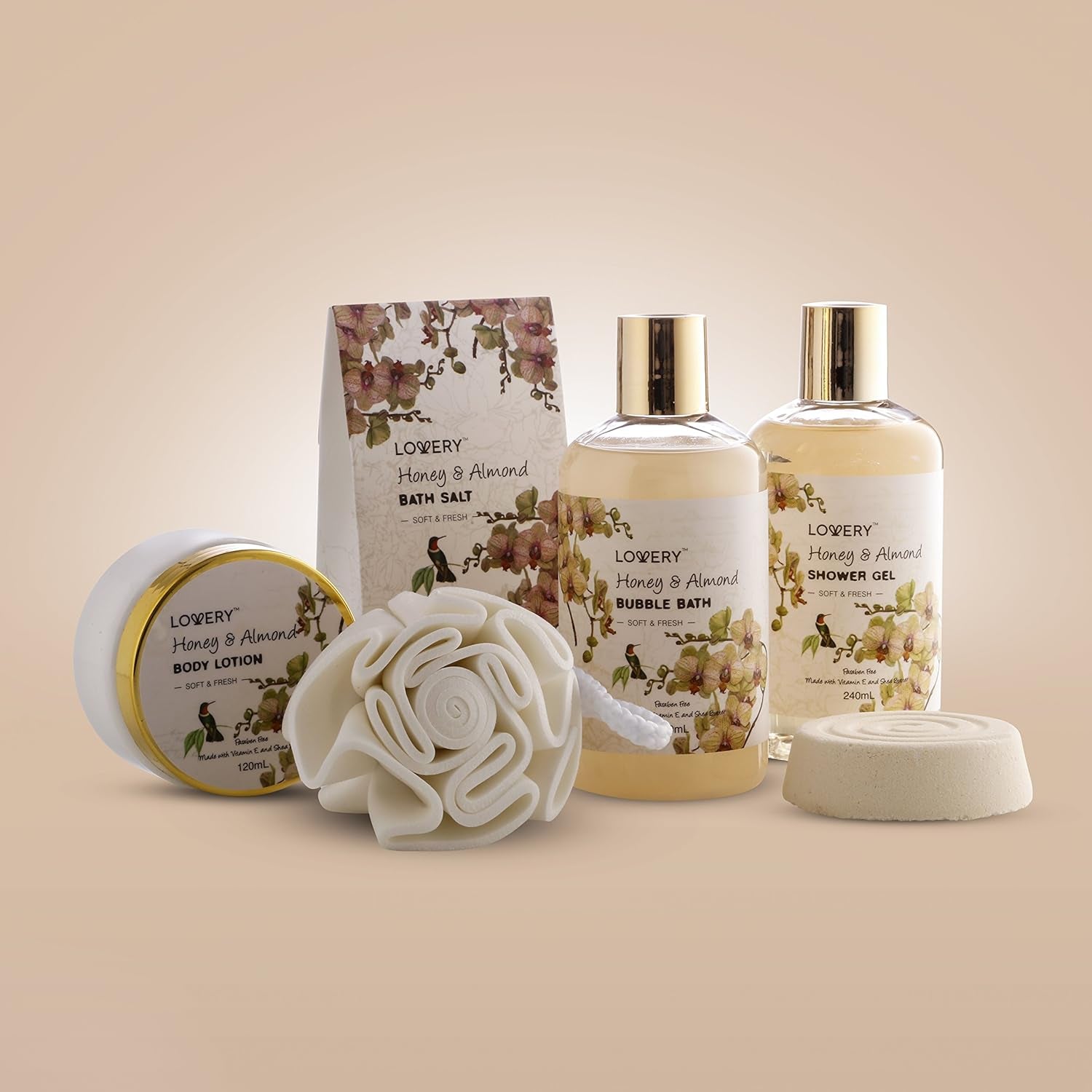 Honey & Almond Bath Set, 9 Pieces