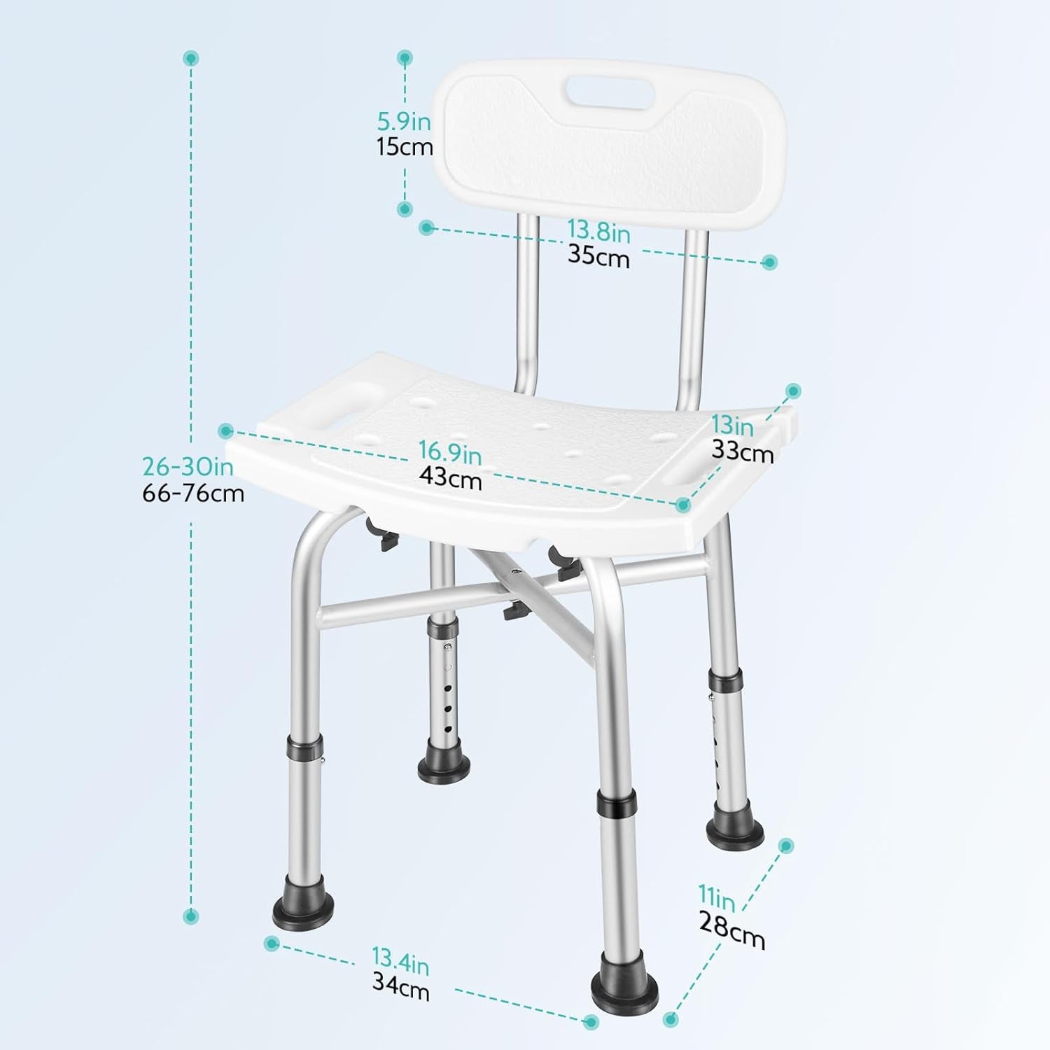 Shower Chair for inside Shower with Back, 500Lbs Heavy Duty and Adjustable Height Bath Chair Shower Seat with Crossbar Supports for Elderly, Adults Child and Women