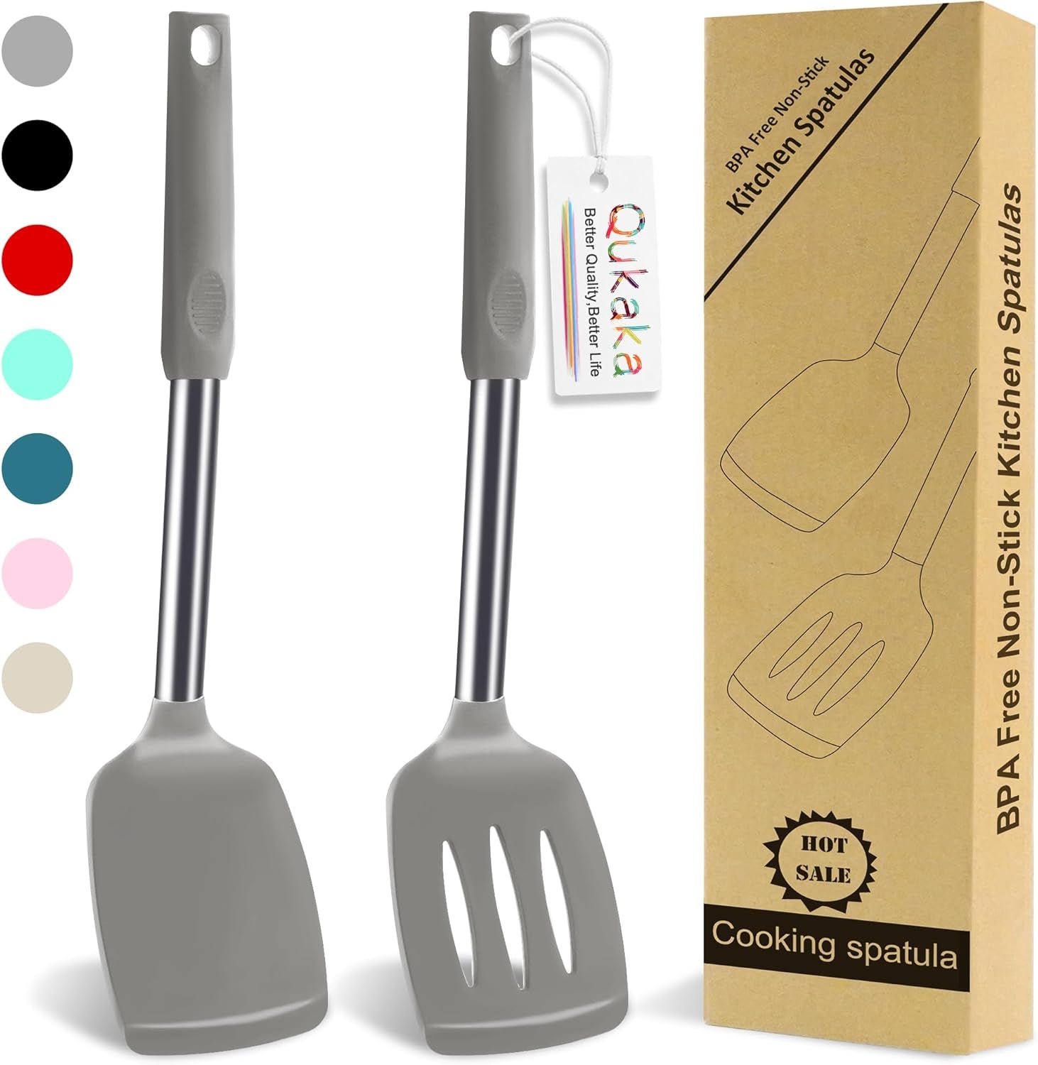 2-Pack Silicone Spatula Set, 2 Spatulas