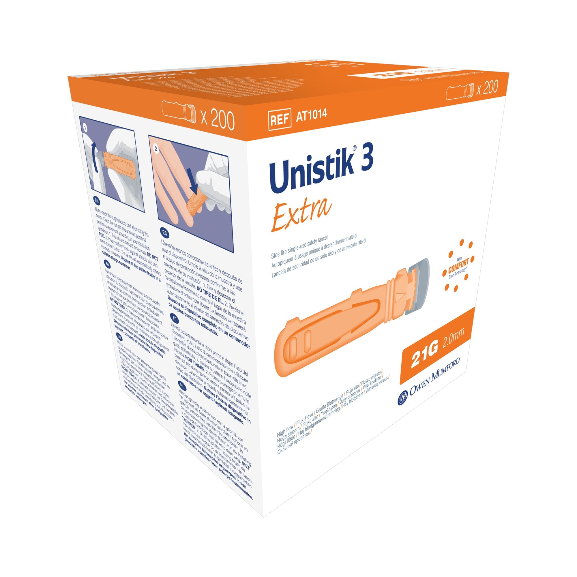 LANCET, UNISTICK III X 21G ORG(200/BX)