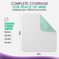 17. Incontinence Bed Pads - 4-Pack, 34" X 36"