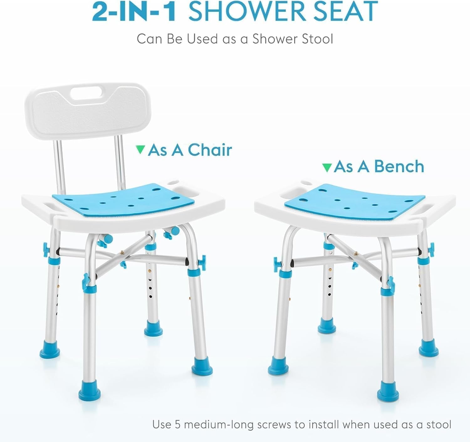 Shower Stool for Narrow Bathtub, Small Bath Chair for inside Shower, Heavy Duty Padded Shower Tub Seat for Bariatric, Seniors, Disabled, Handicap (Reinforced 500LB)