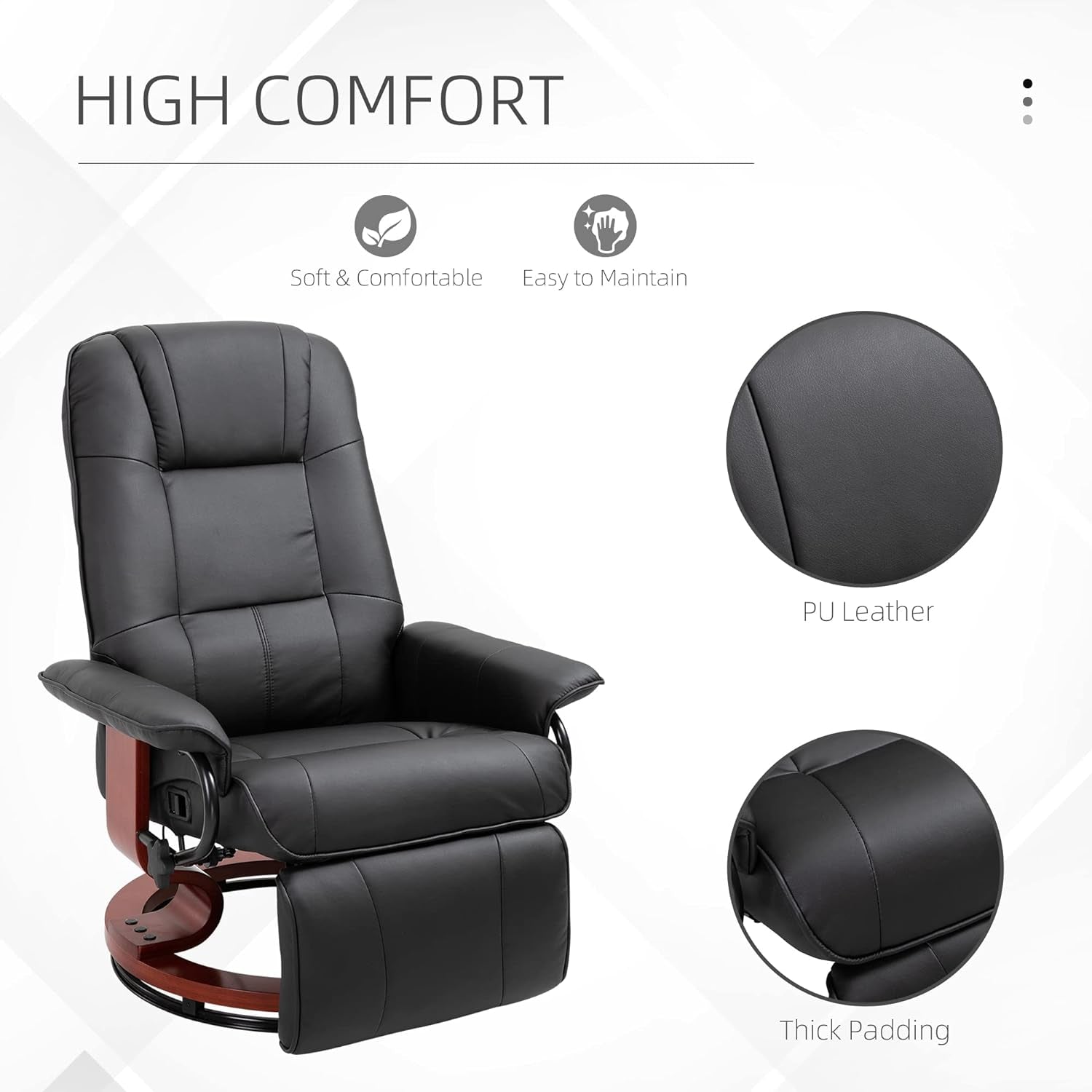 Faux Leather Manual Recliner with Footrest � Black