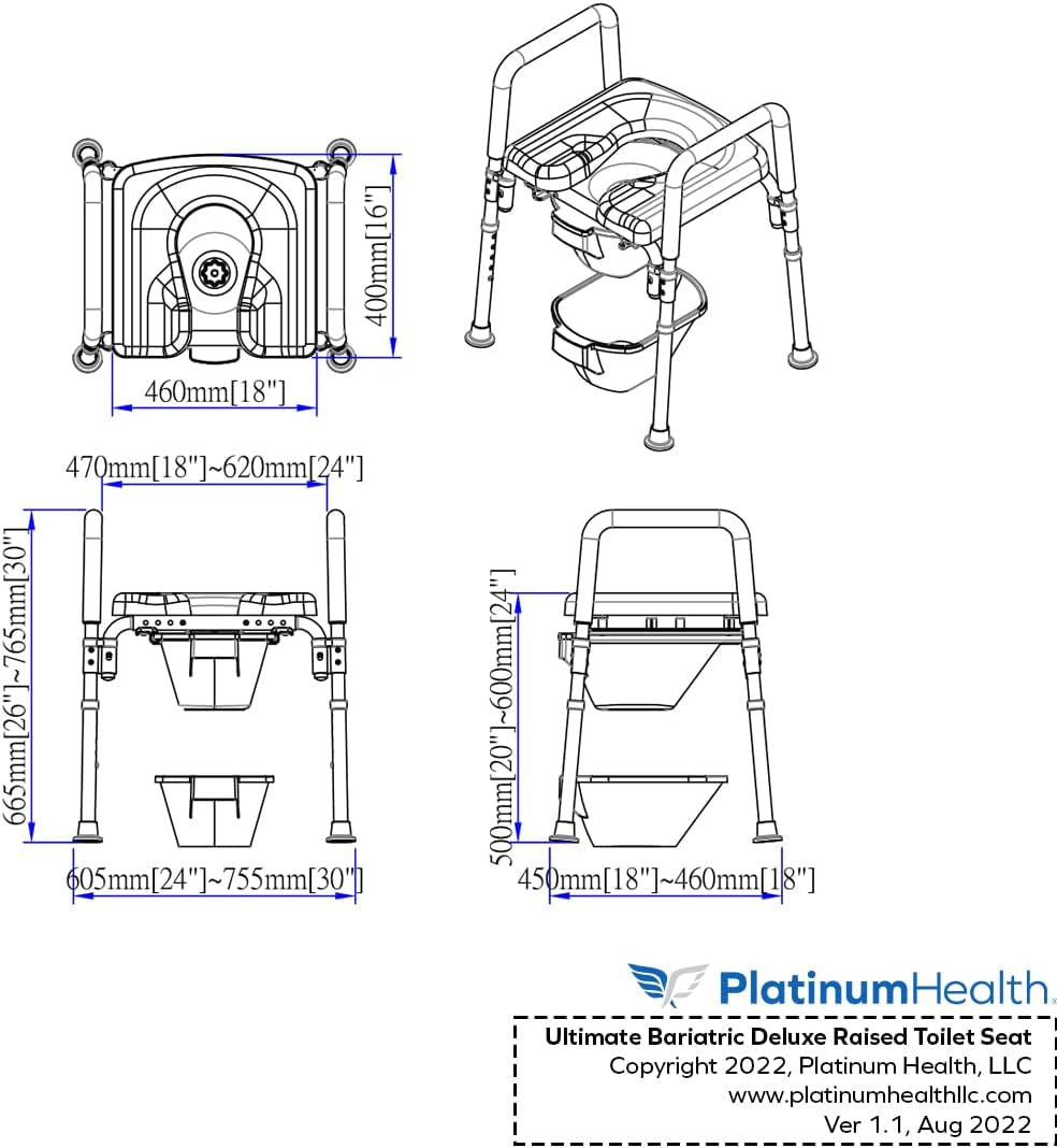 Ultimate Bariatric Raised Toilet Seat - 600 Lb Capacity