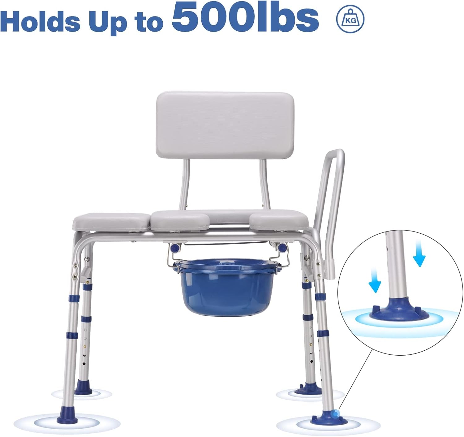 Bedside Commode - 500 Lb Capacity, Adjustable