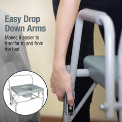 Drop Arm Commode - 500 Lb Capacity, Adjustable Legs