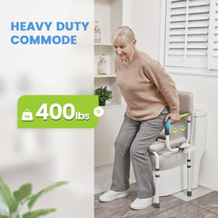 Heavy Duty Drop Arm Commode - Removable Bucket