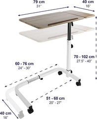 - Overbed Table with Wheels Adjustable Height, Hospital Bed Table, Tilt Top Bedside Table with Wheels, Hospital Table over Bed for Home Use, Medical over Bed Table, Rolling Table for Bed