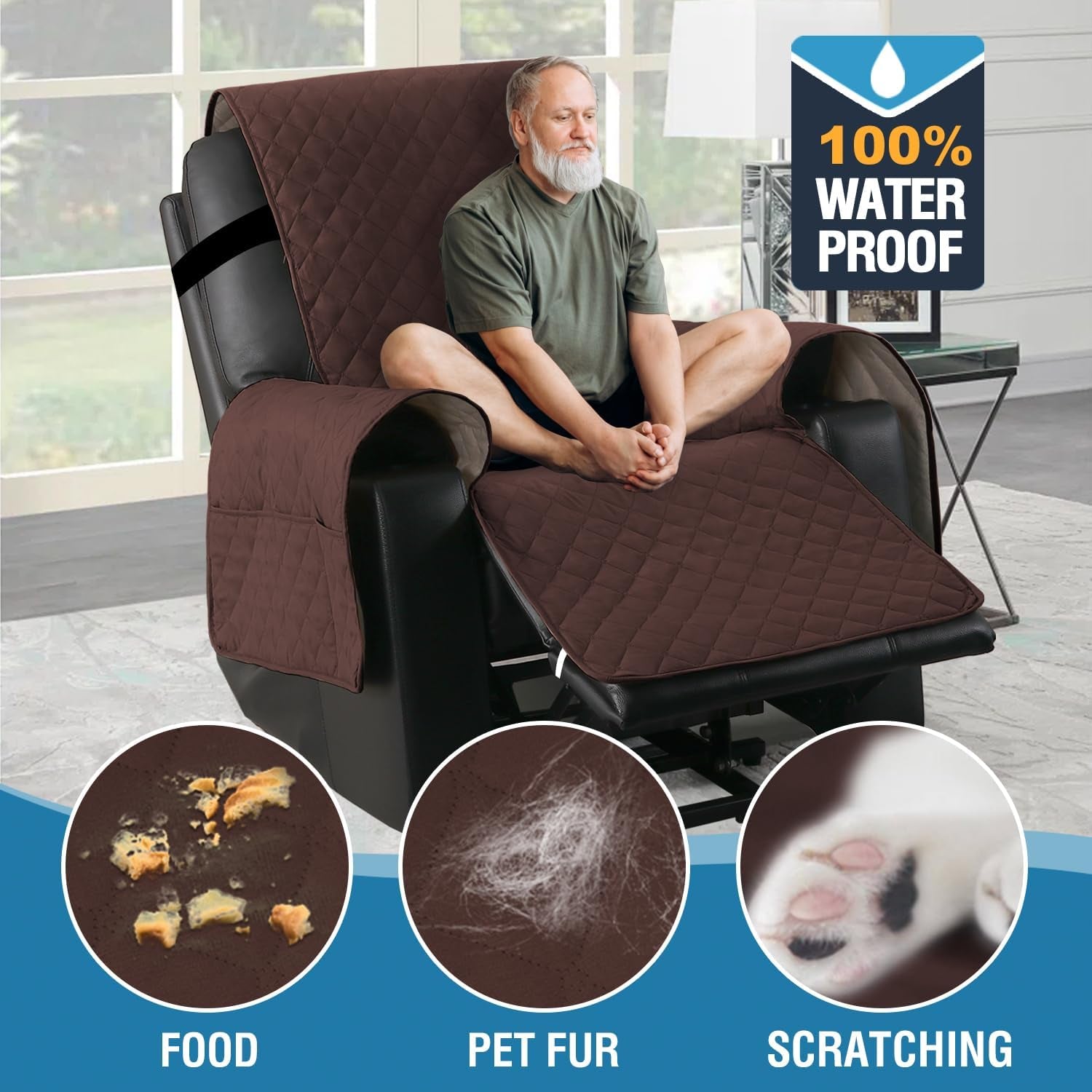 Waterproof Power Lift Recliner Cover � Brown