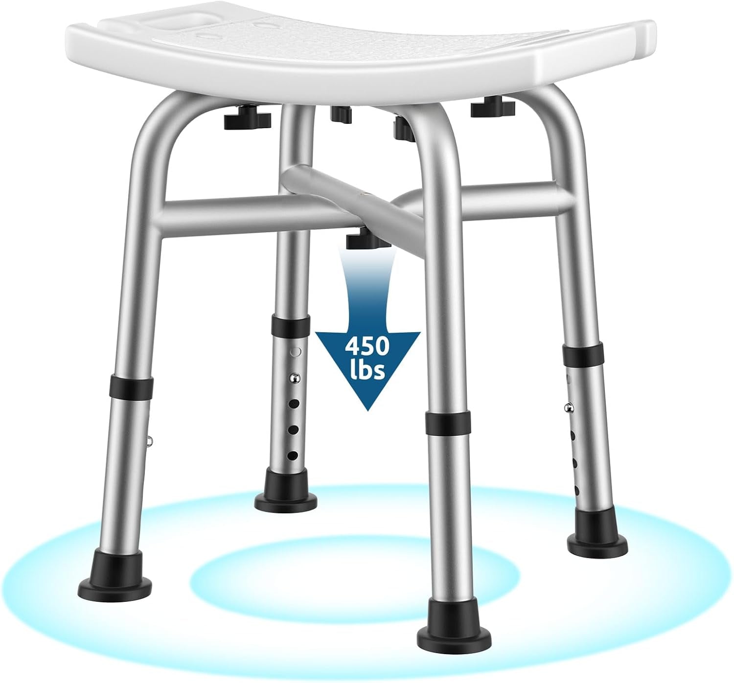 HSA/FSA Eligible Shower Chair for inside Shower, 450LBS Shower Stool for inside Shower with Cross Reinforcement,  5 Adjustable Heights Shower Seats for Adults, Shower Bench 3 Mins Assembly