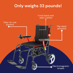 WHEELCHAIR, PORTABLE POWER W/RT HAND JOYSTICK 250LB CAP