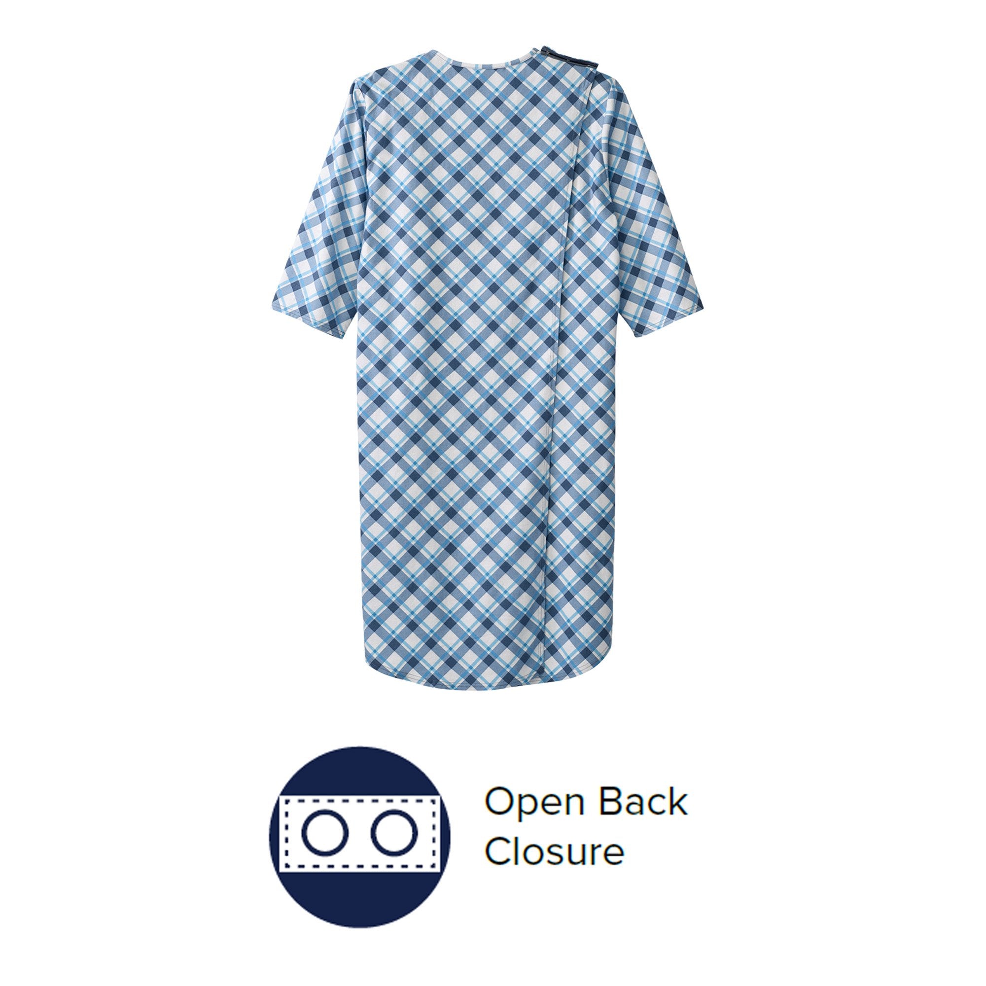 NIGHTGOWN, DOME CLOSURE DIAGONAL PLAID XLG