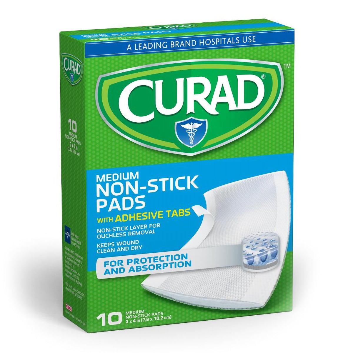 PAD, CURAD NON-STICK ADH 3"X4"(10/BX)