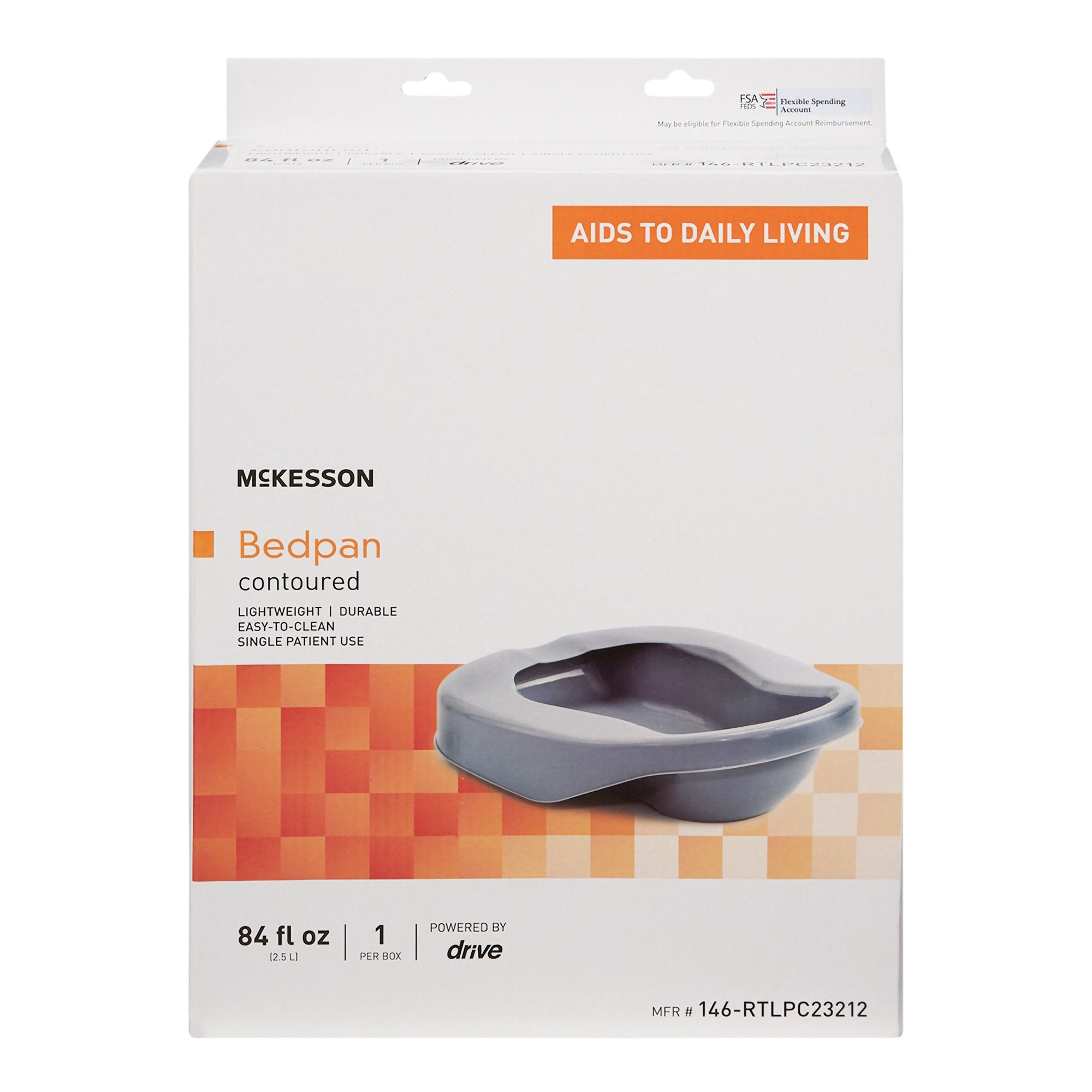 BEDPAN, CONTOURED LIGHT WEIGHT84OZ (6EA/CS)