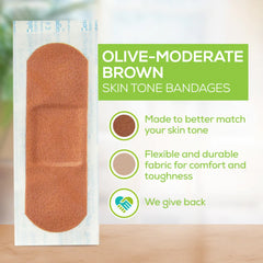 BANDAGE, ADH TRU-COLOUR OLIVE GRN BG 1"X3" (30/PK 50PK/CS)