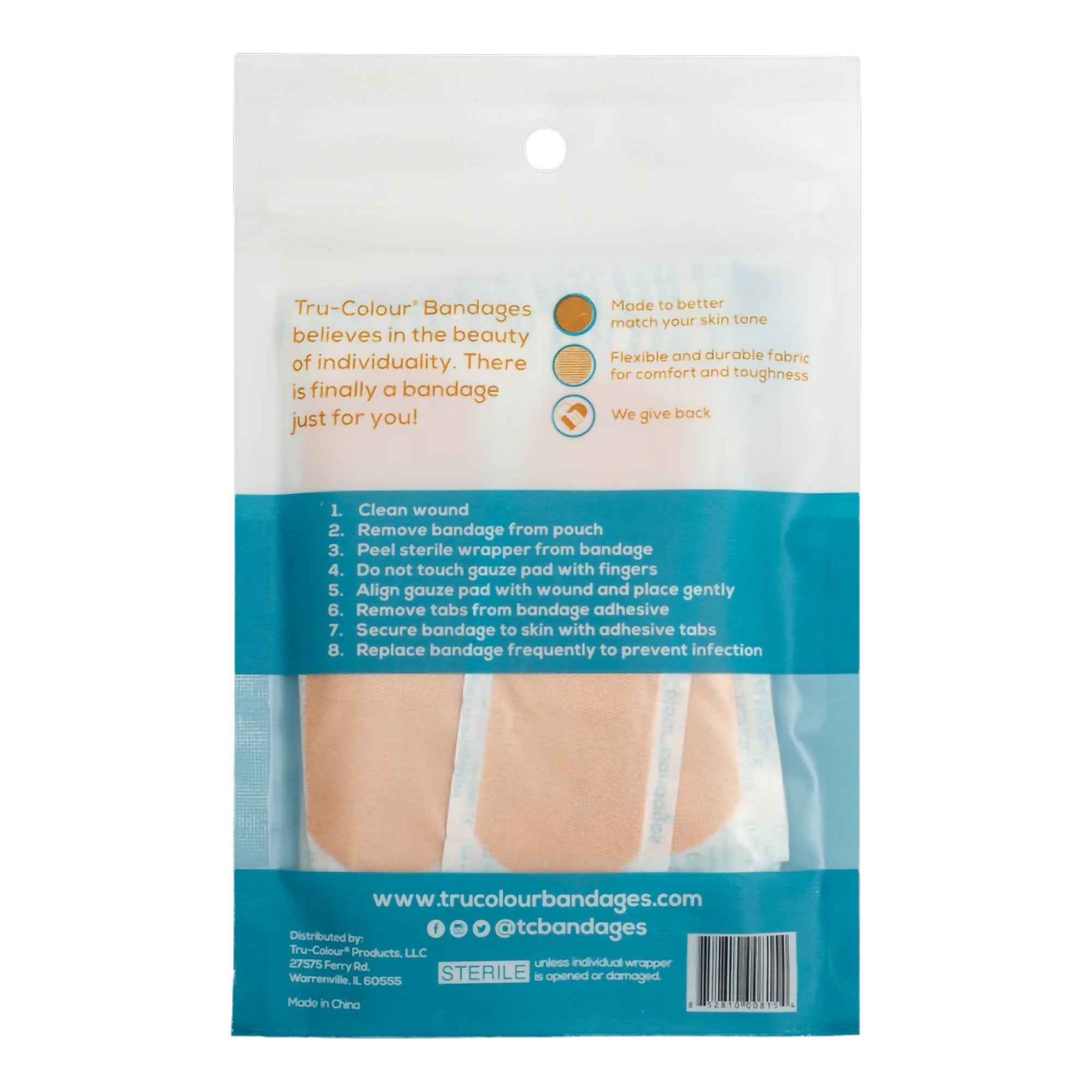 BANDAGE, ADH TRU-COLOUR BGE AQUA BG 1"X3" (30/PK 50PK/CS)