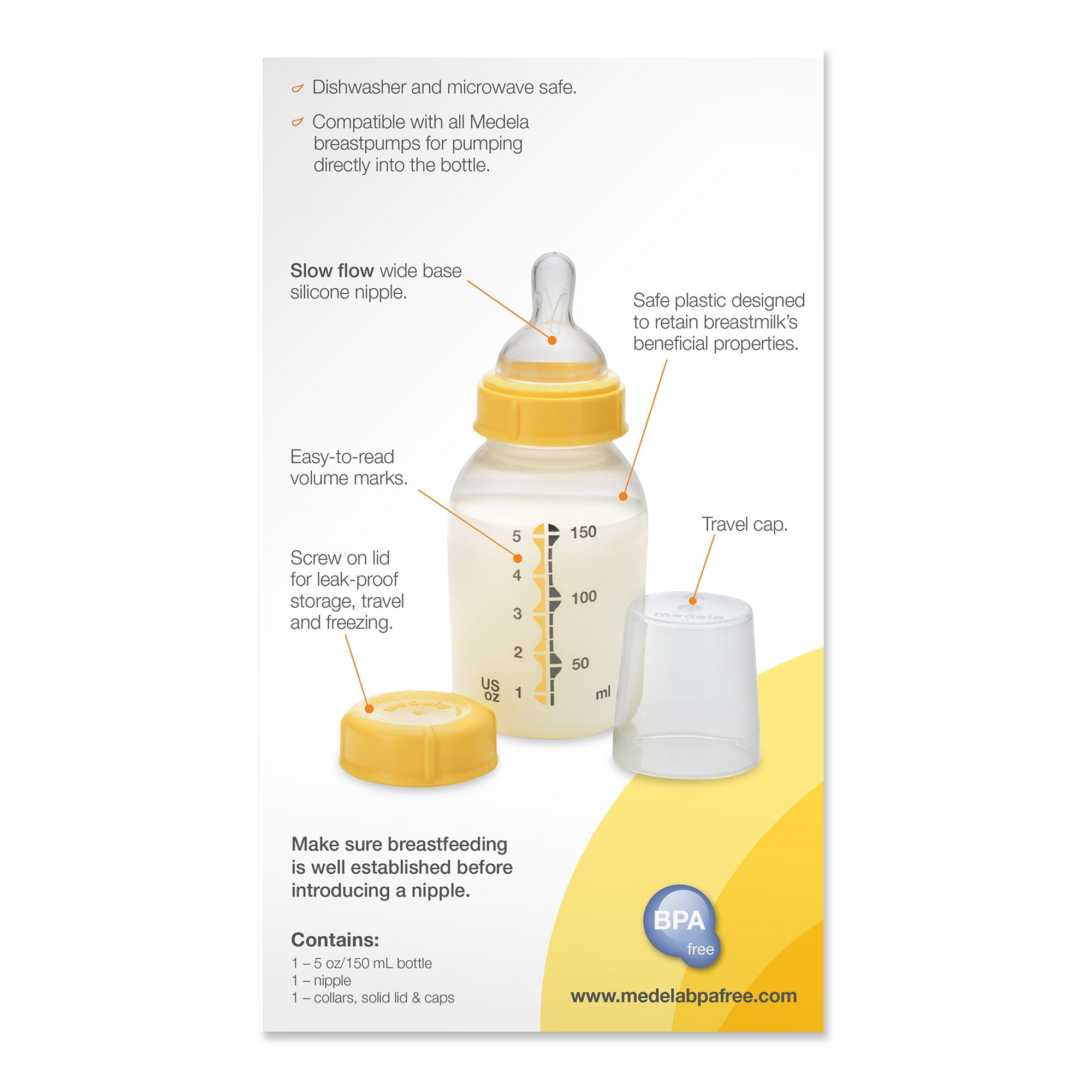 BOTTLE SET, BREASTMILK W/UNIV CONNECTOR OPENING 5OZ (6/CS)