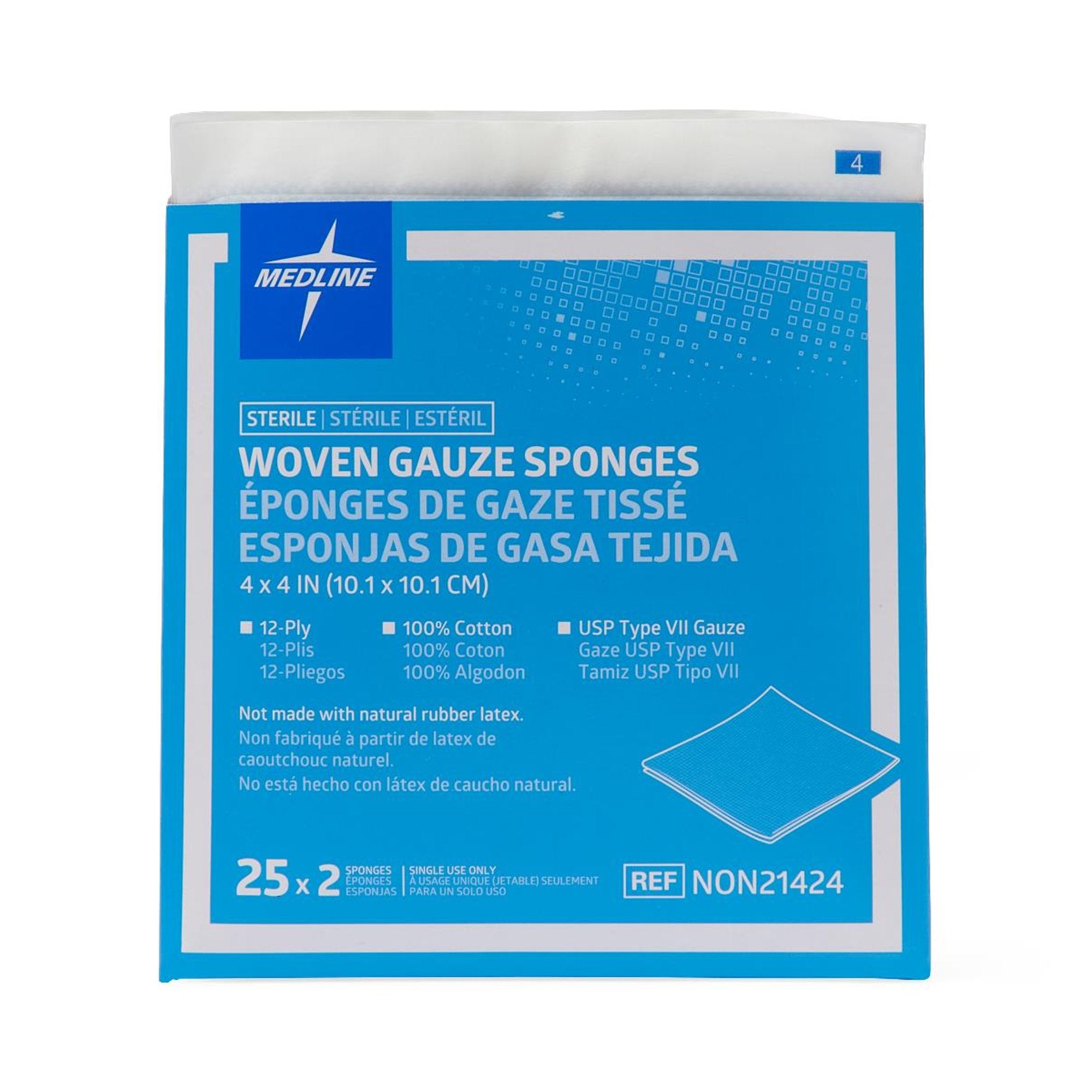 SPONGE, GAUZE 12PLY STR LF 4"X4" (2/PK 25PK/BX)