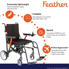 WHEELCHAIR, PORTABLE POWER W/LT HAND JOYSTICK 250LB CAP