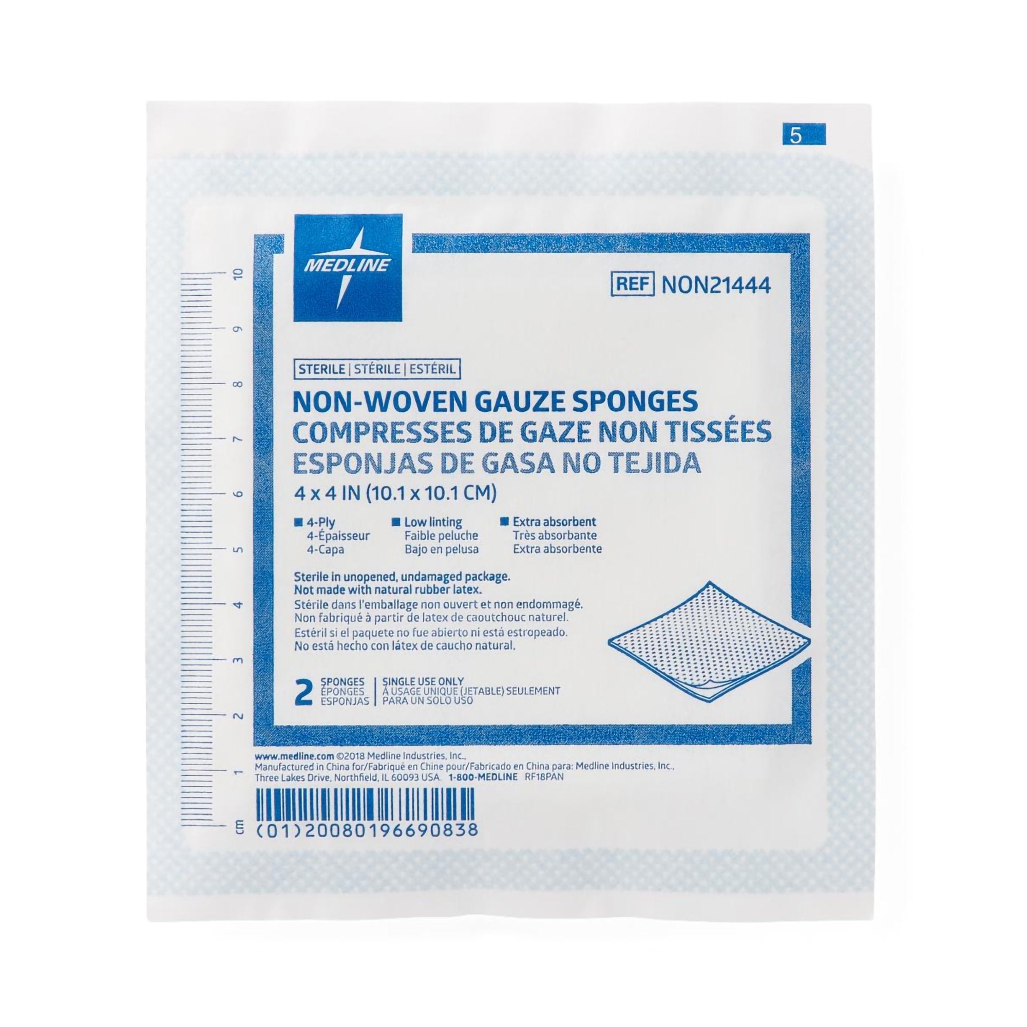 SPONGE, GAUZE STR 4"X4" (2/PK 50PK/BX)