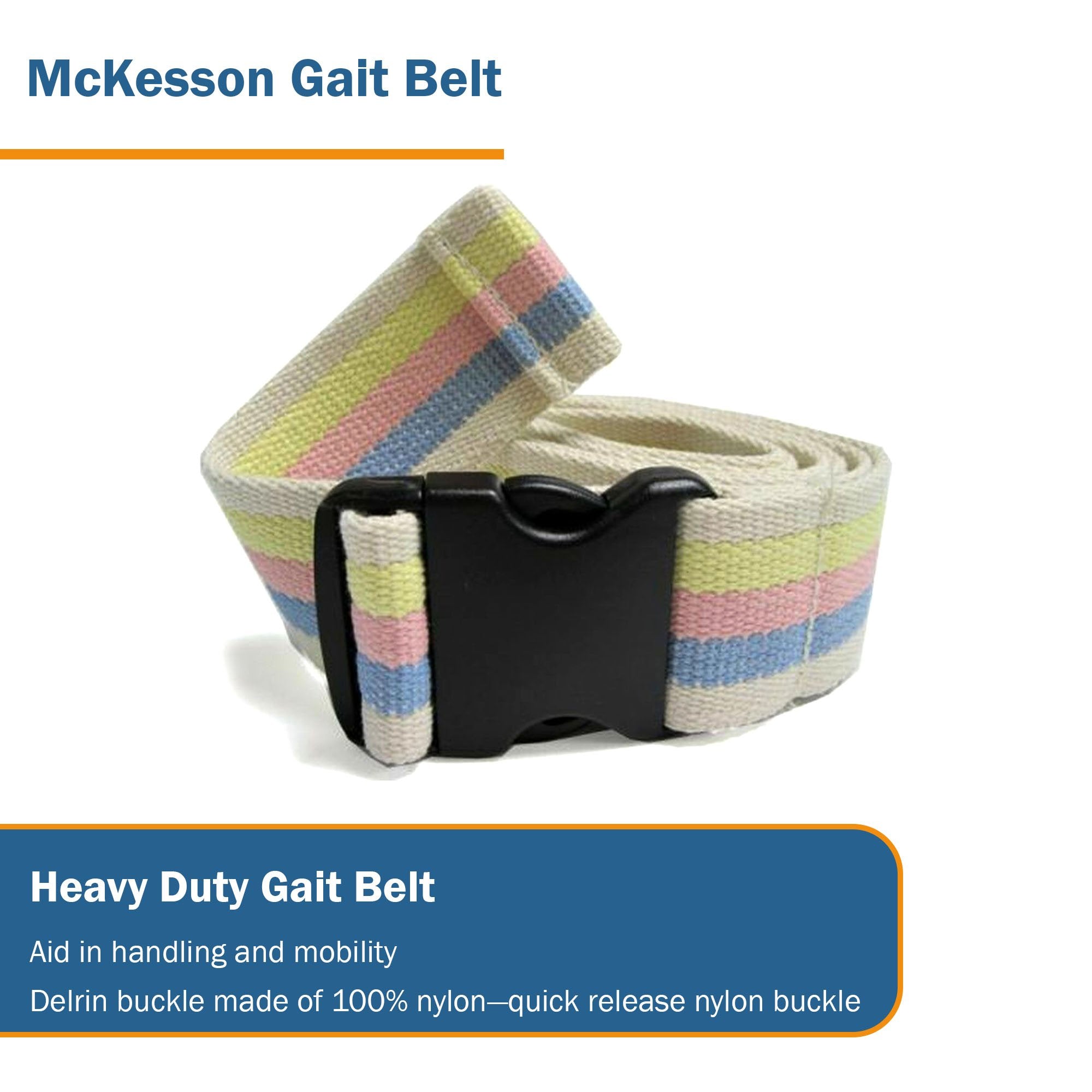 BELT, GAIT HVY DUTY W/DELRIN BUCKLE PASTEL 60" (48/CS)