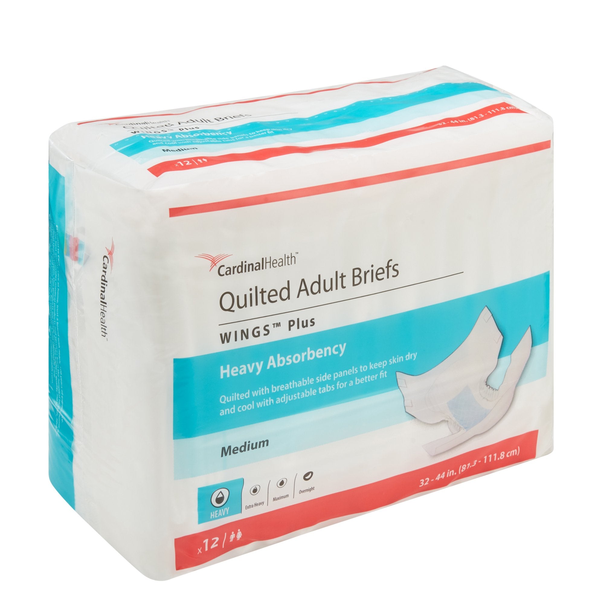 Unisex Adult Incontinence Brief Wings™ Medium Disposable Heavy Absorbency