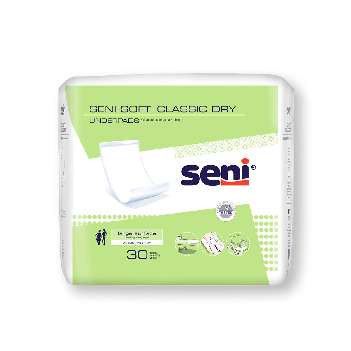 Disposable Underpad Seni® Soft Classic Dry 23 X 35 Inch Cellulose Pulp Light Absorbency