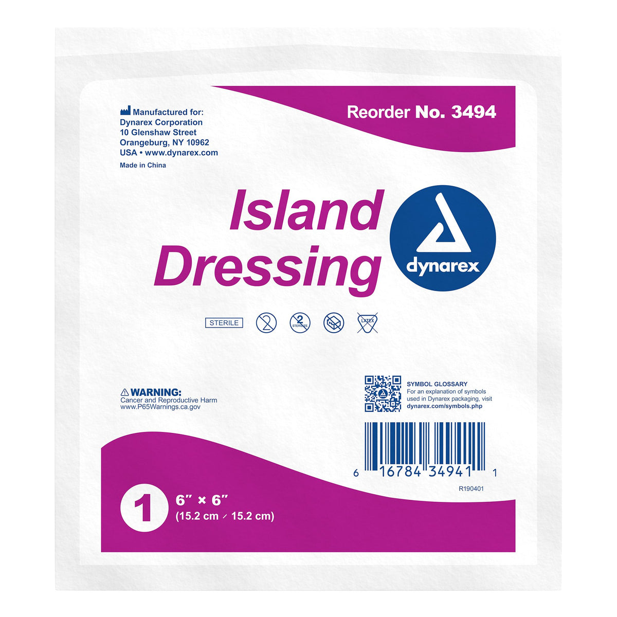 DRESSING, ISLAND STR 6"X6" (25/BX 6BX/CS)