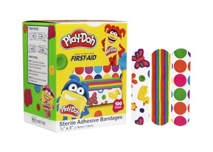 BANDAGE, WOUND PLAY-DOH ADH 3/4"X3" (100/BX12BX/CS)