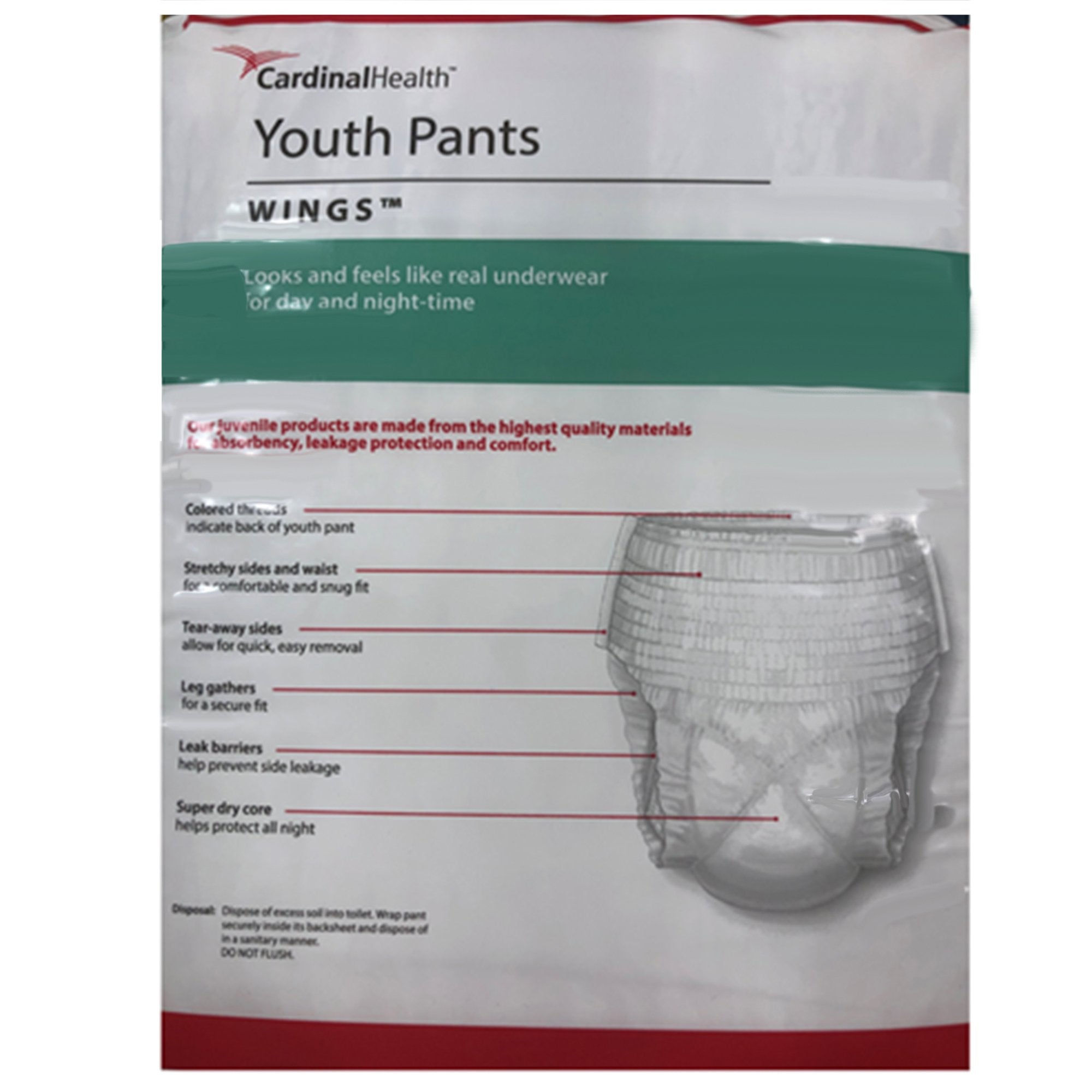 Unisex Youth Absorbent Underwear Curity™ Pull On with Tear Away Seams Medium Disposable Heavy Absorbency