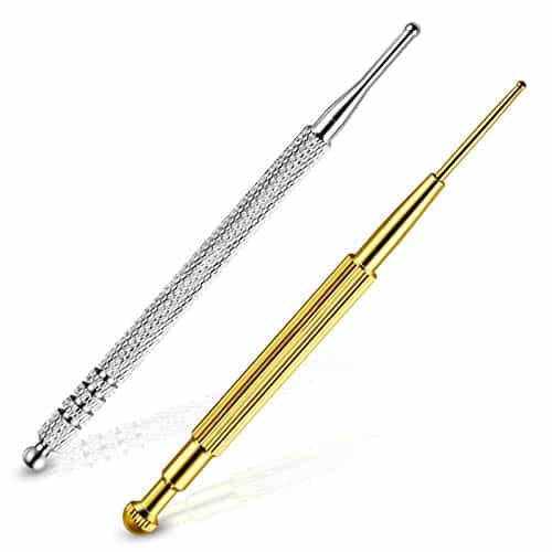 Facial Reflexology Massage Tool Retractable Acupuncture Pen, Stainless Steel Double Headed Spring Loaded Ear and Body Point Probe Pen