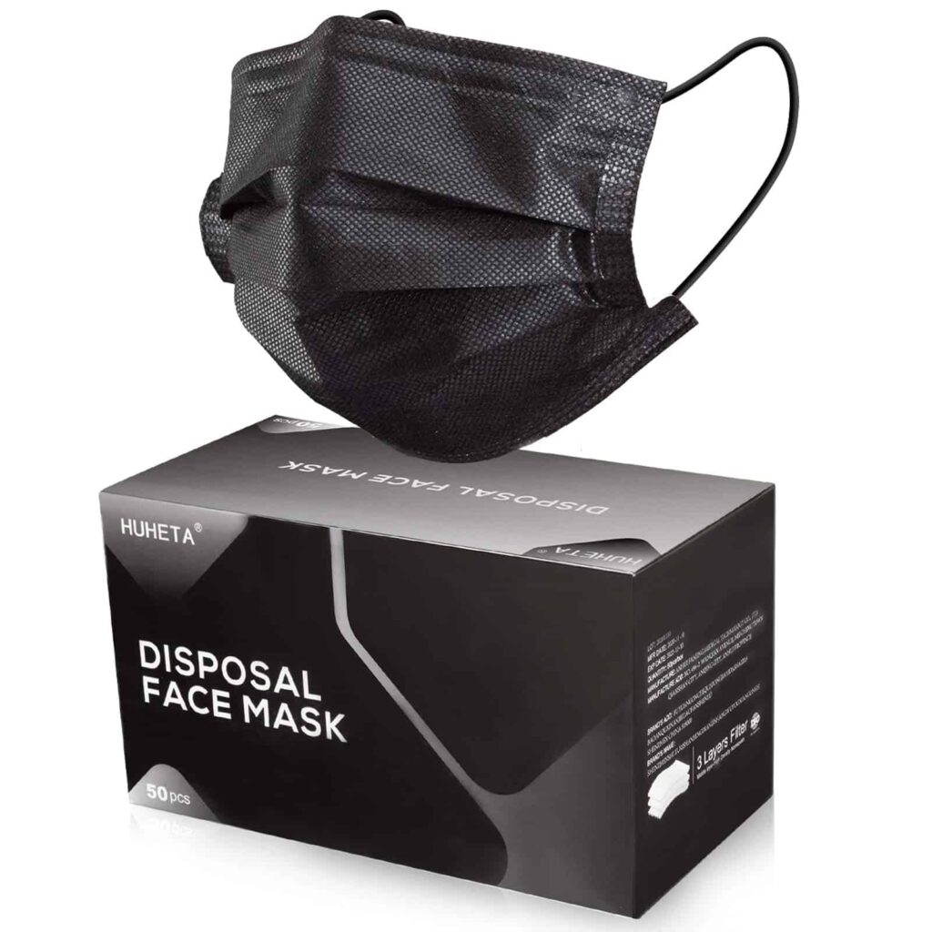 black disposable face mask