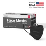IRIS USA Disposable Face Mask 50 Pcs Breathable 3 Layer Face Mask Black Disposable Face Mask or White Mask Color Option Made in USA,50-piece/ Black 2