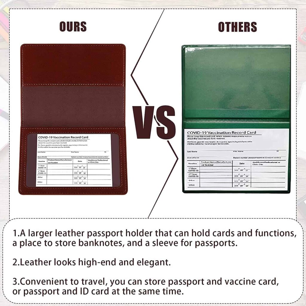 3 Pieces PU Leather Card Holder Vaccination Certificate Holder Vaccination Card Protector Waterproof Immunization Record Card Holder for Business ID Card Passport (Classic Style) 17