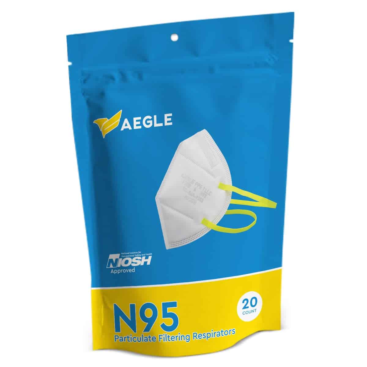 Aegle N95 Mask Foldable, USA, NIOSH-Approved, 20 Pack in Anti-Counterfeit, Respirator, Protective Equipment, STS-F100 1