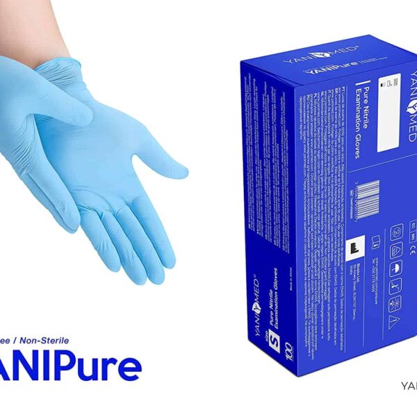 YANIPure 100% Nitrile Examination Gloves, Box of 100, Medium Exam Gloves, Powder Free, Latex Free, Rubber Free - Single Use Non-Sterile Protective Gloves for Medical Use (Medium, 100 Count) 2