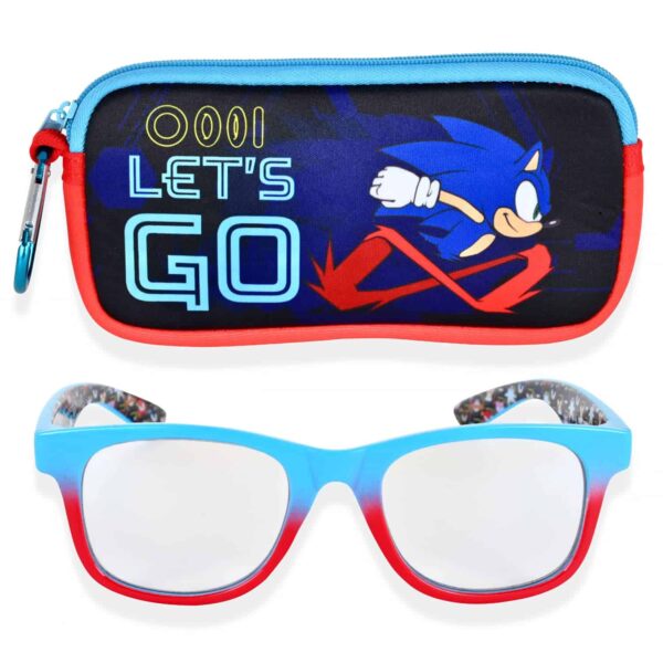 SonicThe Hedgehog Sonic The Hedgehog Blue Light Glasses for Kids Computer Eyeglasses with Carrying Case | Gaming Glasses for Boys (BlueRed), Small 7