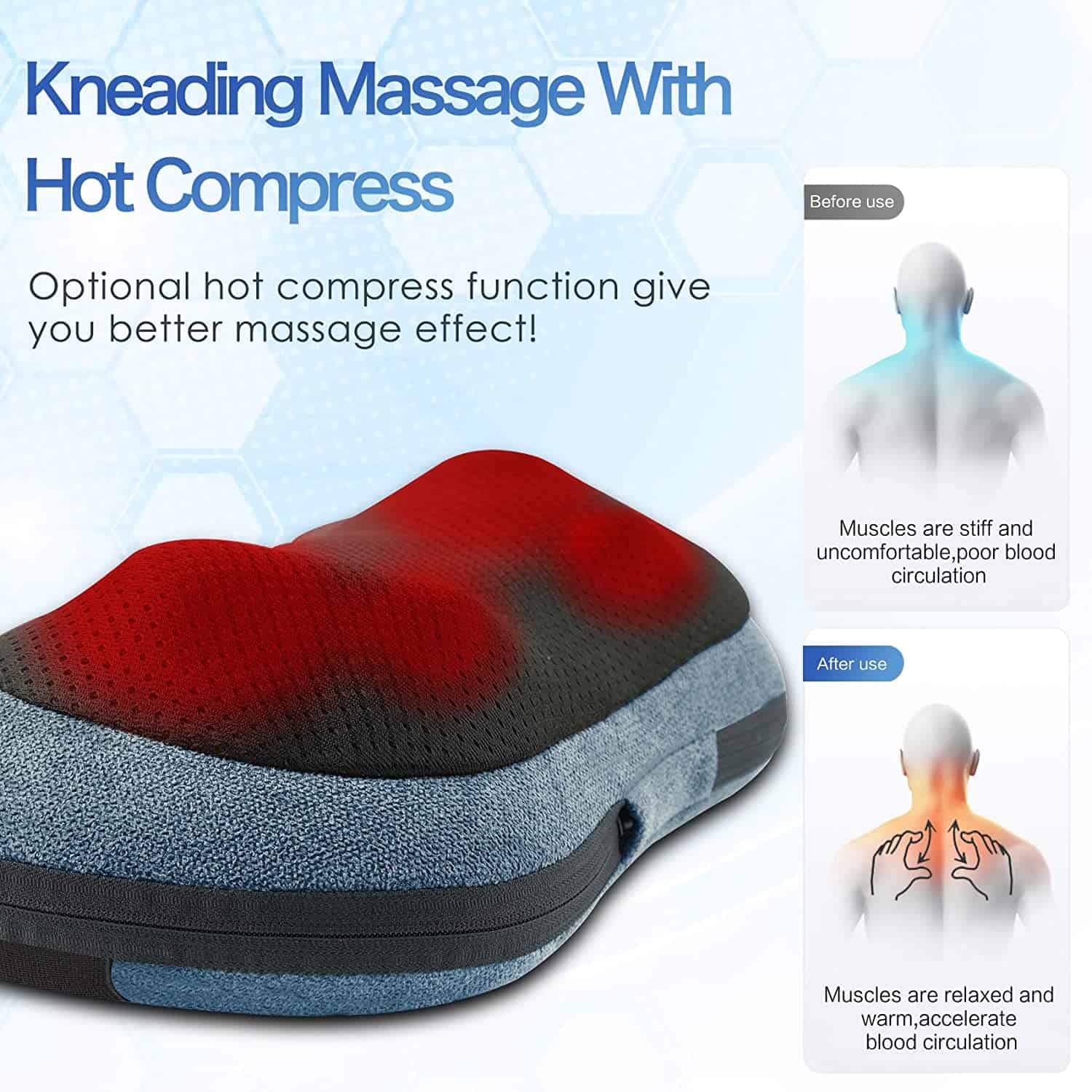 Papillon Back Massager with Heat,Shiatsu Back and Neck Massager with Deep  Tissue Kneading,Electric Back Massage Pillow for Back,Neck,Shoulders,Legs, Foot,Body Muscle Pain Relief,Use at Home,Car,Office