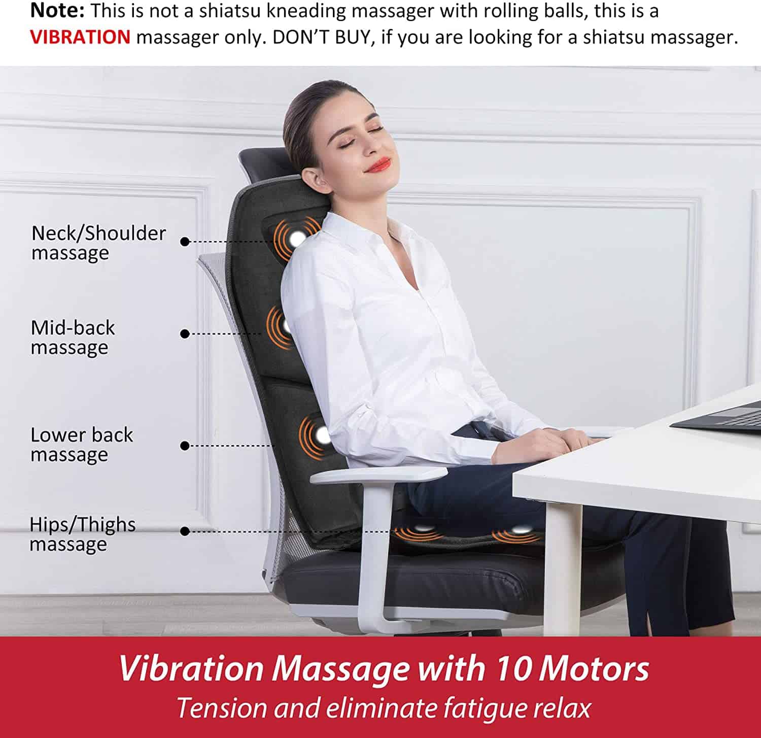 Comfier 4D Shiatsu Neck and Shoulder Massager with Heat Deep Kneading Massage for Body Relax Use at Home, Car, Office, Size: 6 x 10 x 3, Gray