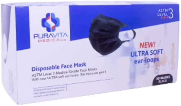 Made in USA - ASTM Level 3 Face Mask - 3 Ply Ultra Soft Earloop 50 Count, PuraVita - Filter Efficiency ≥ 98% 14