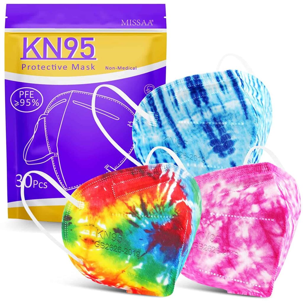 MISSAA KN95 Face Masks 30Pcs, 5-Ply Breathable Protection Disposable Face Masks with Elastic Earloop for Adult, Men, Women, Indoor, Outdoor Use, Flowers 7