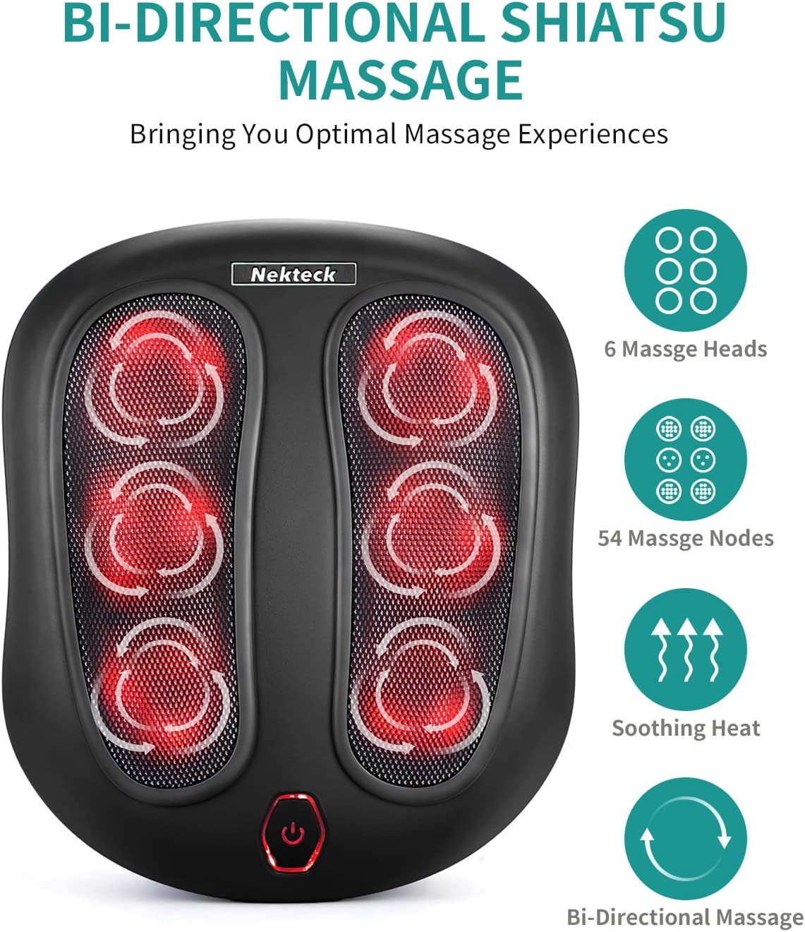 Nekteck Shiatsu Neck and Back Massager with Soothing Heat Electric Deep  Tissue