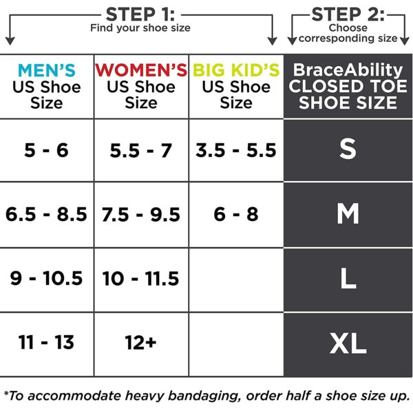 foot sizing chart medical shoes