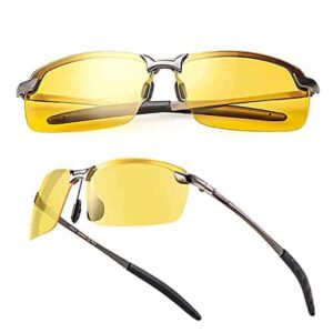 Night Driving Glasses / Polarized Sports Night Vision Glasses - Anti glare | UV 400 Protection | Night Driving | Fishing | Outdoor Sport | Unisex Eyewear… (Triangle Case)