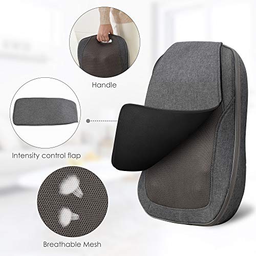 CooCoCo Shiatsu Back Massager with Heat, Portable Massage Chair Pad, Adjustable Kneading Back Massager for Pain Relief Deep Tissue, Chair Massager